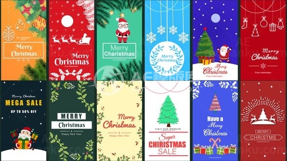 手机端动画风格圣诞祝福包AE模板