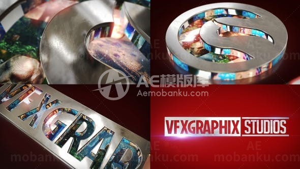 史诗英雄字母镂空标志展示AE模板