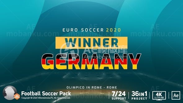 欧洲足球2020电视栏目片头包装AE模板