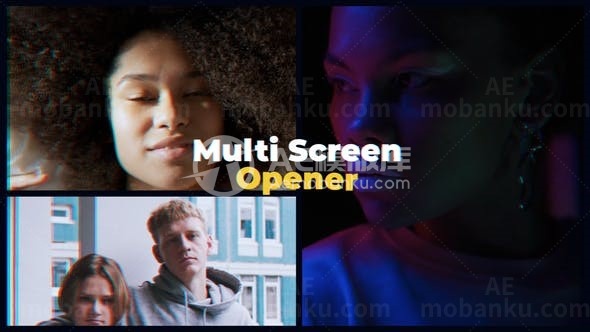 快速节奏多屏片头视频展示AE模板