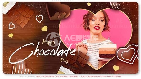 卡通风格版式巧克力节快乐图片展示AE模板