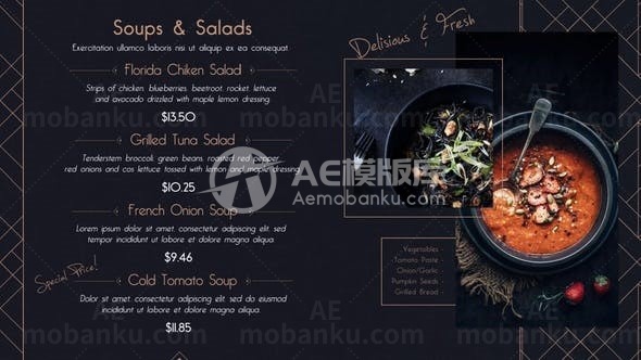 美味餐厅菜单推广宣传促销AE模板