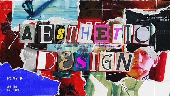 美学拼贴撕页效果展示AE模板