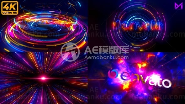 高科技多彩光圈旋转揭示标志演绎AE模板