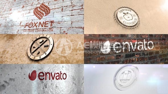 逼真照片级背景墙标志展示AE模板