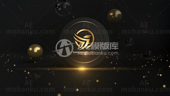 暗夜星空背景金色标志片头AE模板