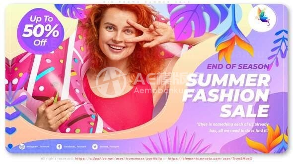 卡通风格夏日促销推广展示AE模板