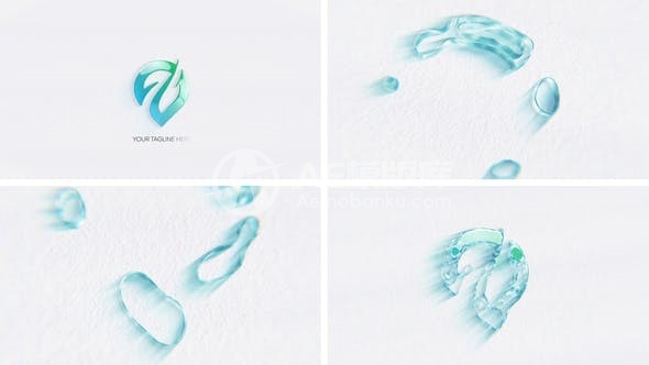 简单水波挥舞凝聚效果标志AE模板