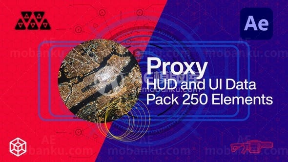 光影显示界面数据元素包AE模板