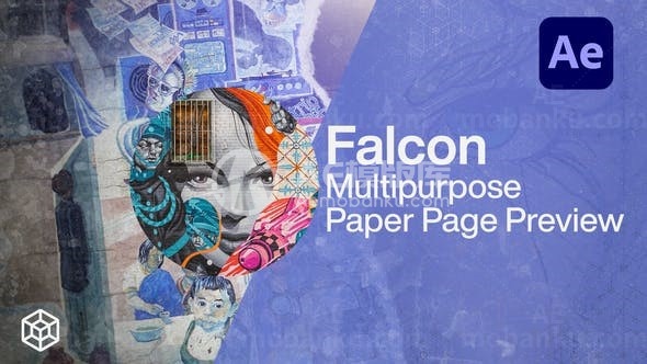 手绘多彩漫画纸张图像展示AE模板