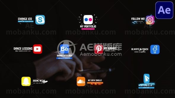 社交媒体动态文本字幕展示AE模板