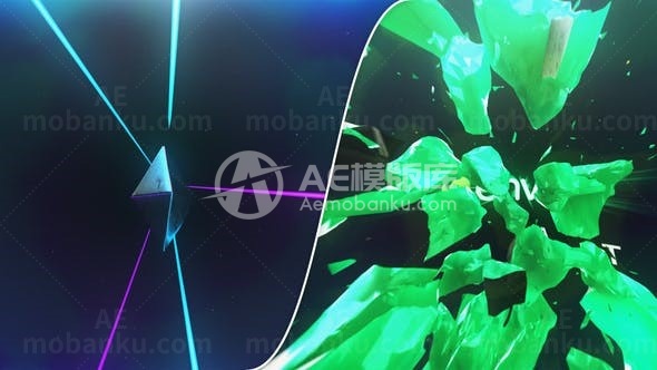 太空多彩金属光线冲击破坏标志AE模板