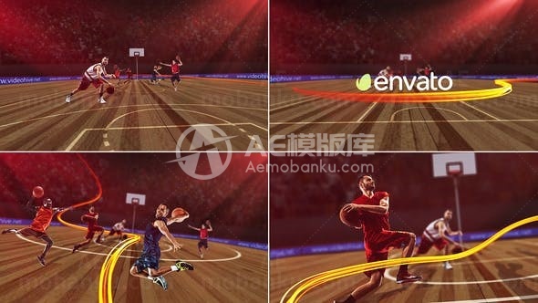 篮球运动片头包装效果AE模板