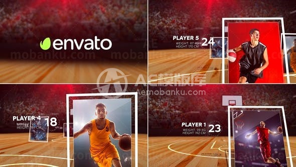 篮球球员运动图片展示包装AE模板