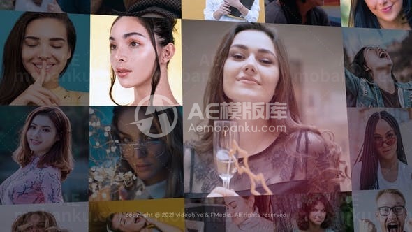 网格照片墙突出展示片头AE模板