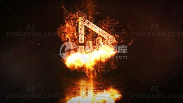 火焰标志展示倒影效果AE模板