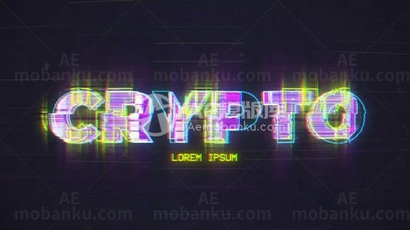 霓虹故障效果文字标题展示AE模板