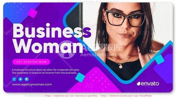 商务女士图片视频幻灯片展示AE模板