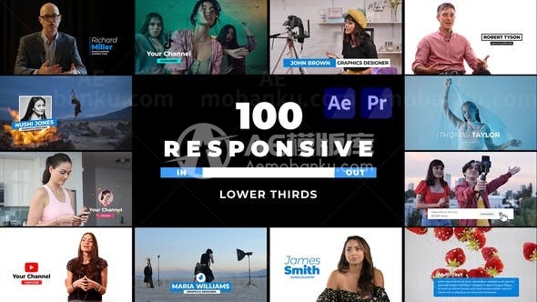 自适应动态文字字幕包展示AE模板