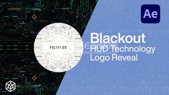 停电闪烁效果桔色科技标志AE模板