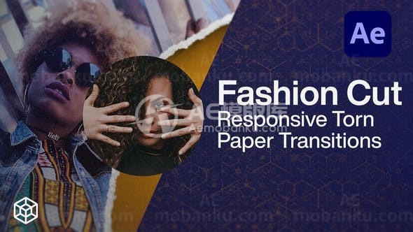 动态撕纸转场过渡效果包AE模板