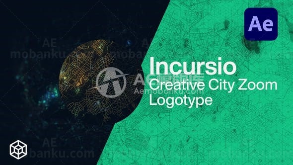 黑暗背景地图缩放标志展示AE模板