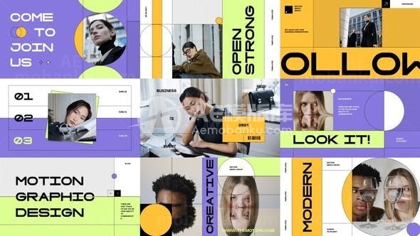 复古动态时尚图片视频片头展示AE模板