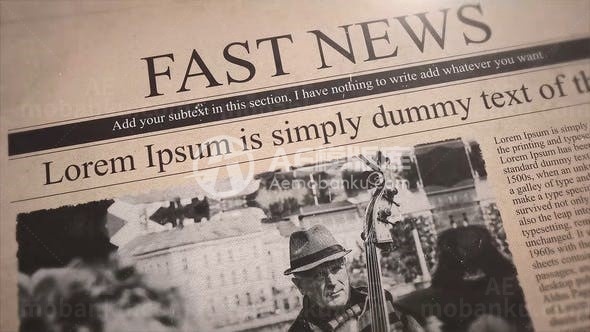 快速随机干扰效果旧报纸新闻展示AE模板