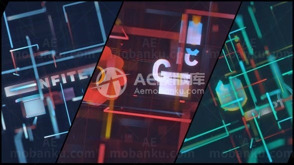 数字科技立体光线通路效果揭示标志AE模板