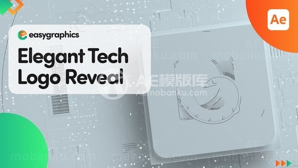 优雅科技层叠压缩效果揭示标志展示AE模板