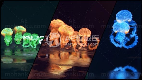 快速火焰燃烧效果标志展示AE模板