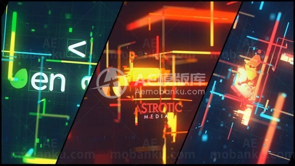 复古技术故障效果科技标志AE模板