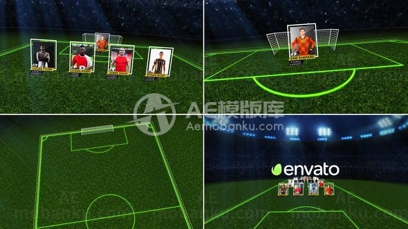 鼓点节奏足球队阵容展示AE模板