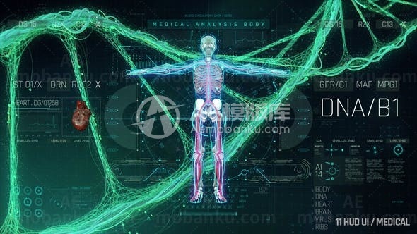 高科技疗界面动画元素包AE模板