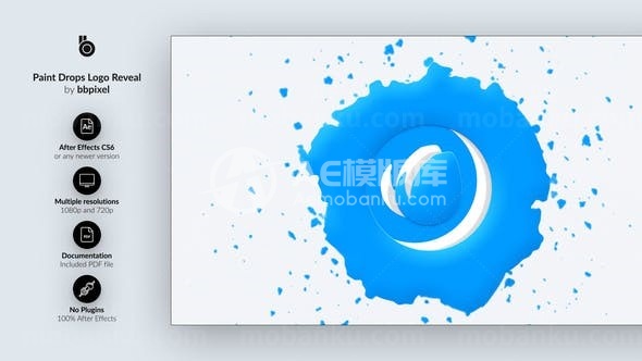 油漆滴飞溅揭示标志展示AE模板