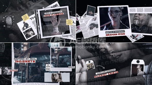 刑侦影视片头雪花背景图片转场效果AE模板