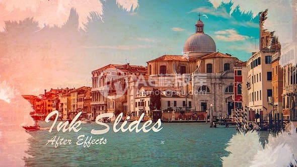 水墨扩散转场切换图片幻灯片AE模板