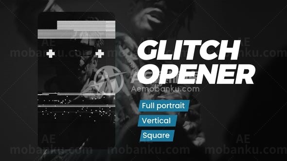 手机端故障闪烁效果片头AE模板