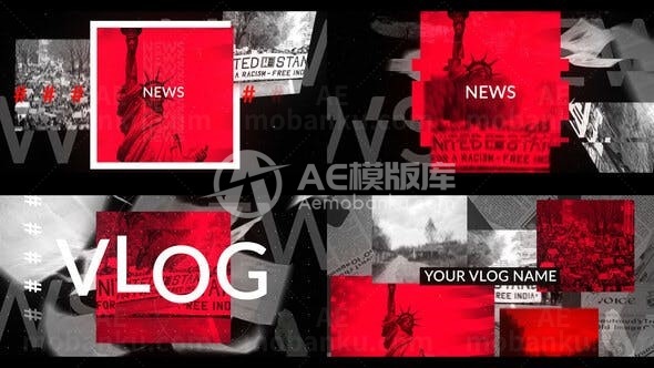 新闻坎木片头包装展示AE模板