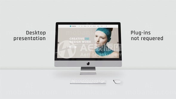 简洁桌面显示器展示AE模板