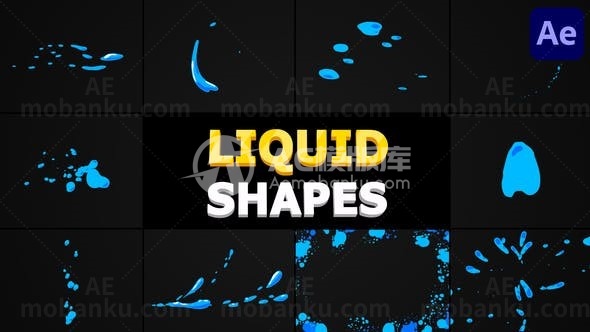 流体飞溅效果形状动画叠加AE模板