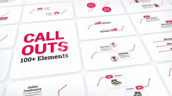 动态呼出线文字标题包展示AE模板