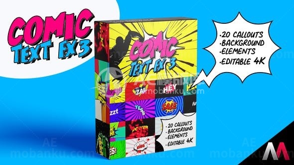 漫画文字大标题特效展示AE模板