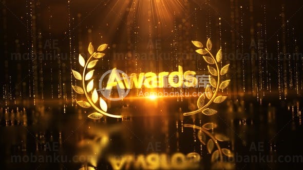 金色奢华颁奖粒子光束标志展示AE模板