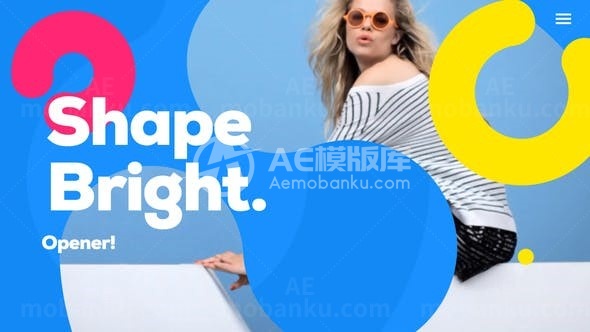 卡通风格明亮形状片头AE模板