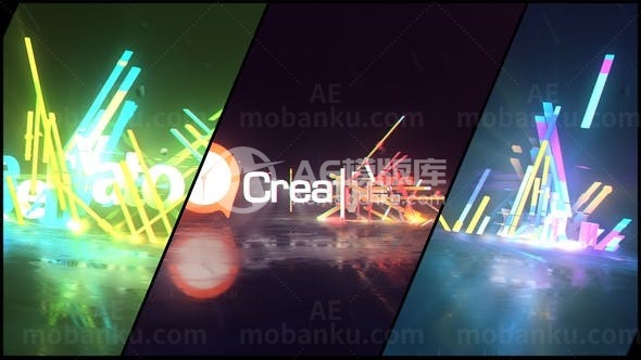 抽象光线杂乱拼装标志AE模板