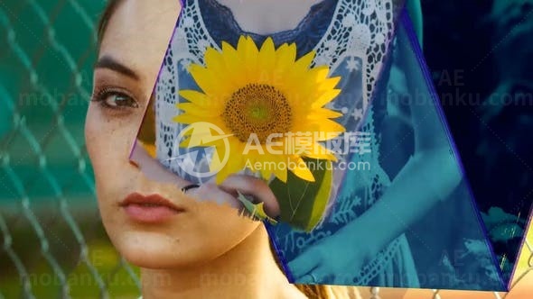 笔刷效果切换图片视频展示AE模板