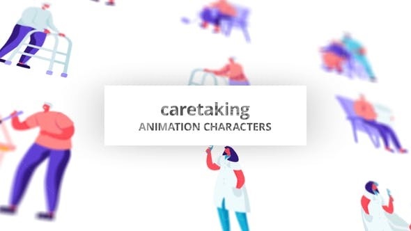 卡通风格护理角色动图AE模板