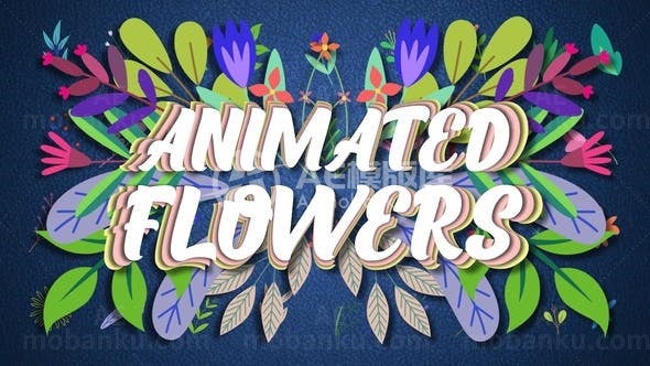 卡通风格动画花草元素展示AE模板