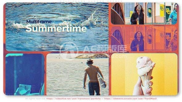 夏日阳光沙滩冲浪休闲片头AE模板